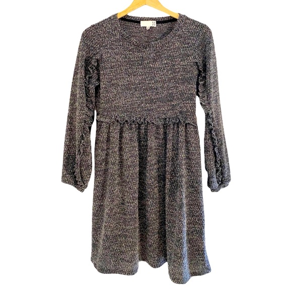 Anthropologie Ro&De Gray Long Sleeve Knit Stella Ruffle Dress, Size XS - Picture 5 of 15